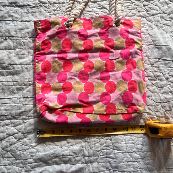Pink and Tan Polka Dot Tote Bag - Picture 7 of 7